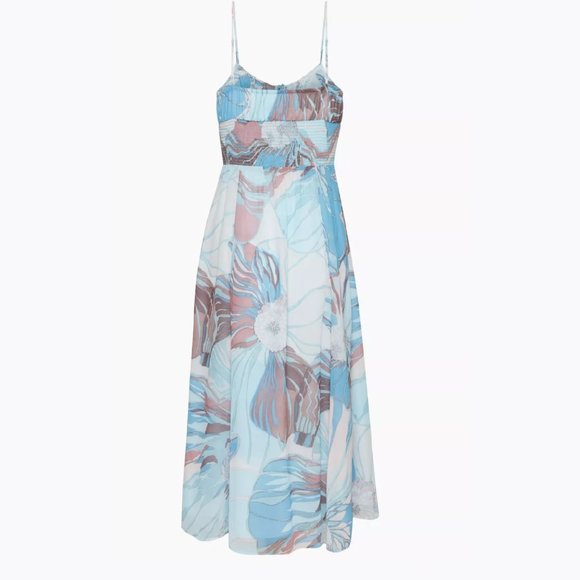 Aritzia Wilfred Genoa Midi Dress in White/Buoy Blue - Size S - Picture 6 of 6